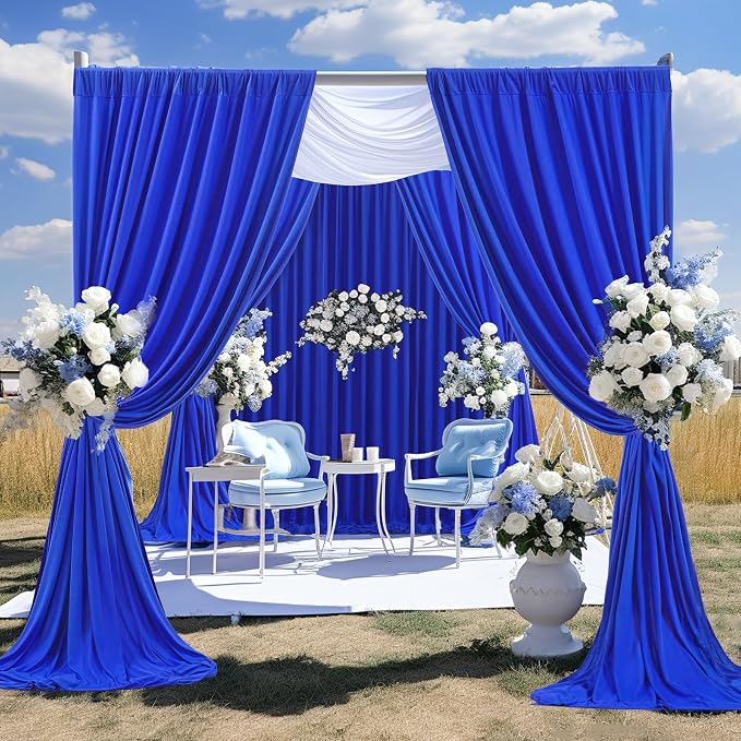 Royal Blue Backdrop Curtains 8 Panels - Wrinkle-Free Polyester Photography Drapes for Baby Shower & Birthday Party - 32 X 10FT - Image 8