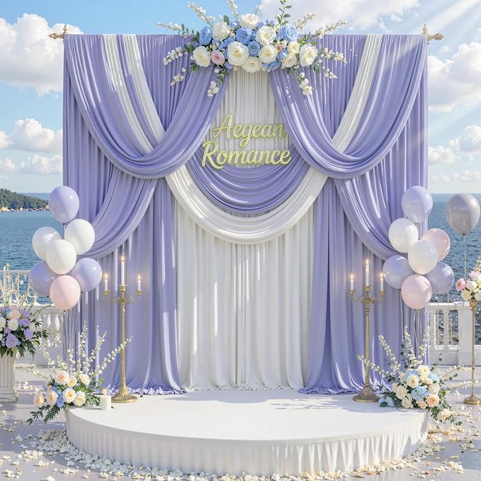 30 ft x 10 ft Wrinkle Free Lavender Backdrop Curtain for Parties, Polyester Light Purple Photo Backdrop Drapes 6 Panels 5x10ft for Baby Shower Photoshoot Wedding Birthday Party Photography Curtains - Image 3