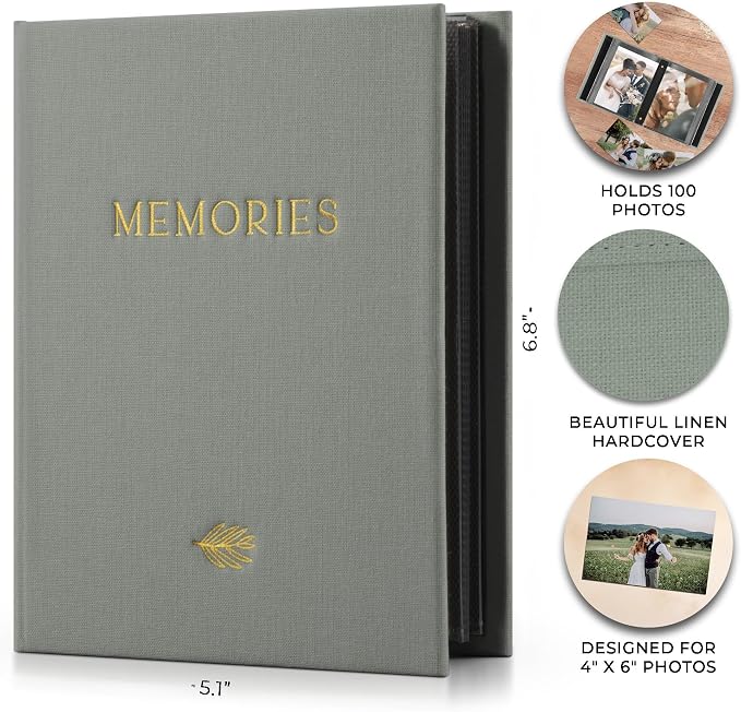 Beautiful Linen Photo Album For 4x6 Photos - Holds Up To 100 Pictures | Safely Stores Unique Memories - The Perfect Large Book for All Pictures of Treasured Family, Baby or Wedding Moments - Image 4