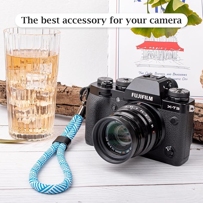 VOVMOEYA Camera Wrist Strap Rope,Camera Hand Strap Compatible with Fujifilm NikonCanon Sony DSLR Camera - Striped Blue - Image 5