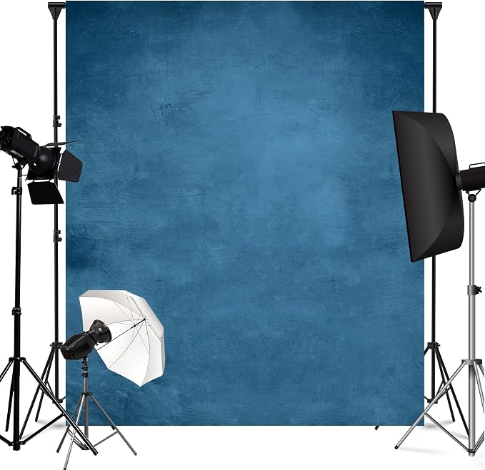 8x10ft Blue Backdrop Vintage Photography Backdrop for Professional Studio Backgrounds Blue Retro Photo Backdrop Prop Portrait Photo Backdrops for Photoshoot Backdrop Curtains Rod Pocket on Top - Image 7
