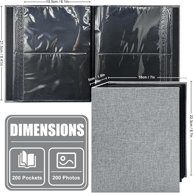 Photo Album 4x6 200 Pockets for Wedding Gifts,Linen Hardcover Picture Albums for Family Anniversary Baby Vacation Pictures - Image 2