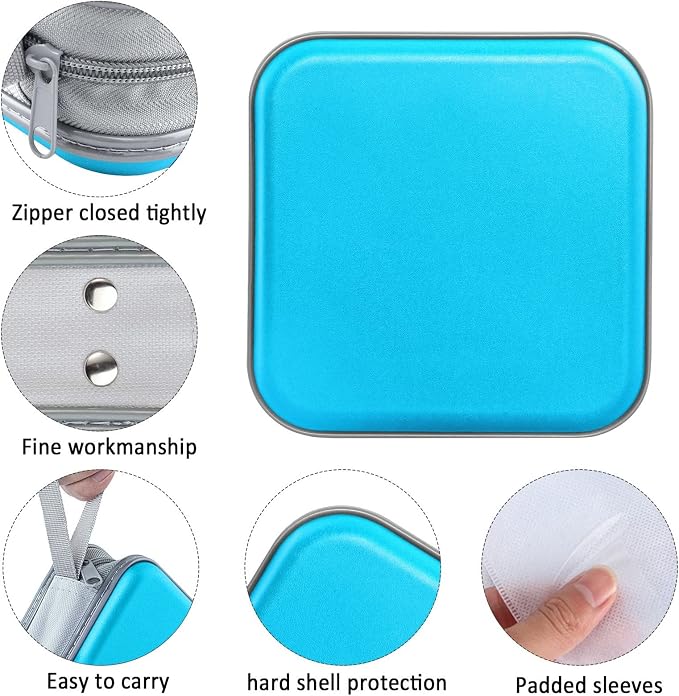 Siveit CD/DVD Cases 40 Capacity Disc Storage Binder for Car(Sky Blue) | Holders Wallet Hard Plastic CD/DVD Case for Car Home Office Travel - Image 2