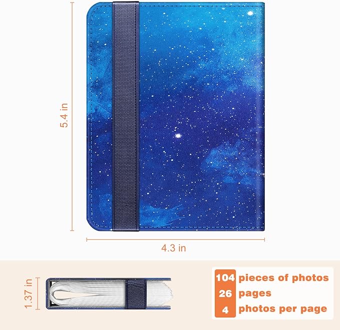 Fintie Mini Photos Album Book for 2x3 Inch Films - 104 Pockets Small Albums | For Fujifilm Instax Mini 13/12/11/99/40/Evo/Se/7+/Liplay Instant Camera, Photos Keepsakes, Kids Memory Book, Starry Sky - Image 6
