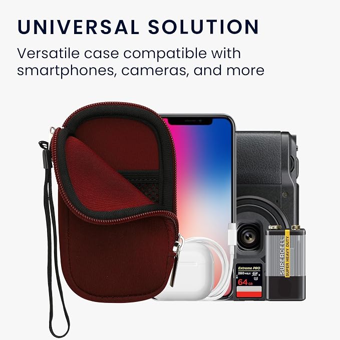 kwmobile Universal Phone Pouch Size XS - 3,5/4" - Neoprene Smartphone Pouch with Zip - Water-Repellent Mobile Phone Case - Sleeve in Bordeaux - Image 4