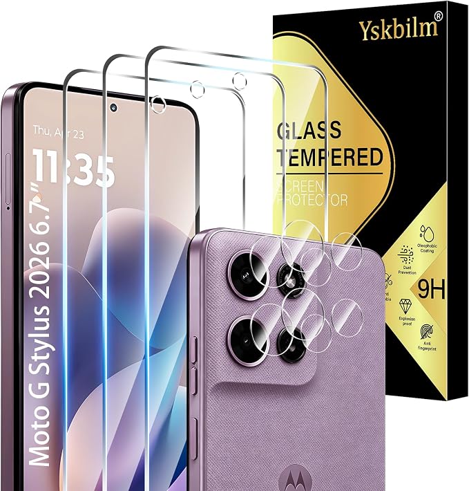 (3+2 Pack) Designed for Motorola Moto G Stylus 5G 2026 Tempered Glass Screen Protector + Camera Lens Protector,[3D Touch][Bubble-Free][Anti-Scratch] Screen Protector Glass For Motorola G Stylus 2026 by Unknown