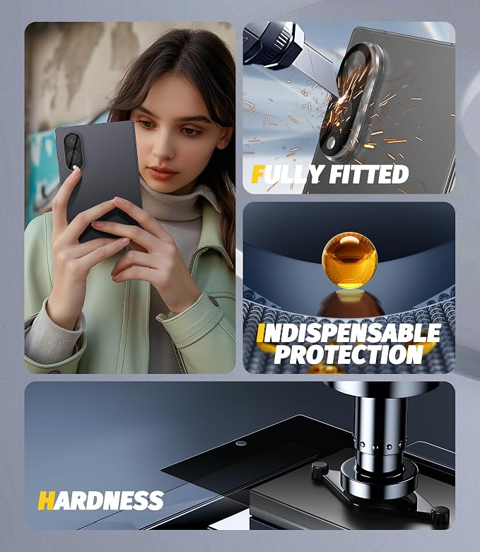 Orzero (2+2 Compatible for Samsung Galaxy Z Fold 8, 2 Pack Privacy Front Screen Protector and 2 Pack Camera Lens Protector, 9H Tempered Glass Anti-Spy Anti-Scratch High Definition Bubble-Free - Image 6