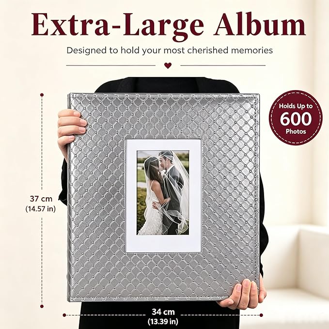 RECUTMS Photo Albums 4x6 Pictures, 600 Pockets Large Capacity Picture Album | Acid-Free Black Pages, Leather Cover, Dual Horizontal/Vertical Pockets, Custom Photo Cover, Perfect for Wedding, Family&Trave - Image 8