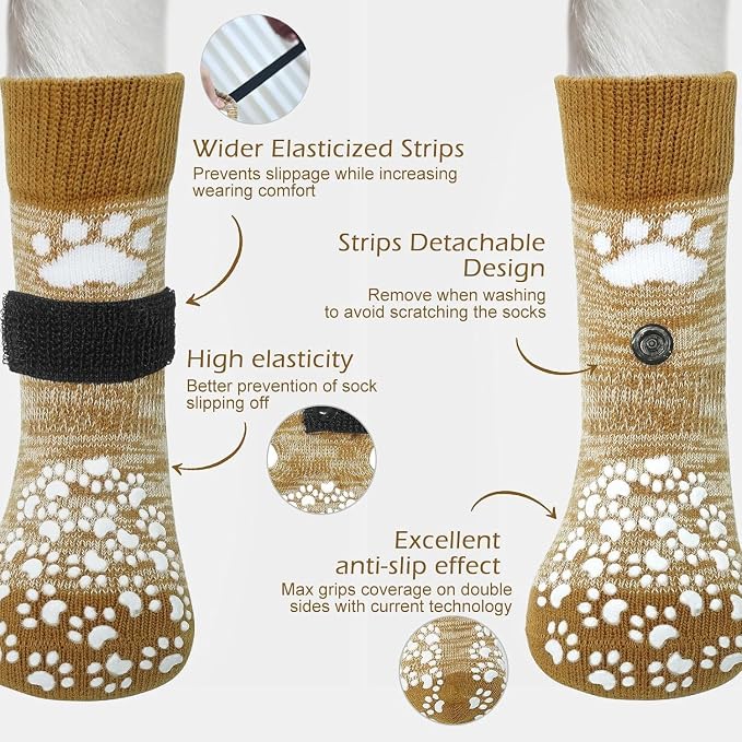 EXPAWLORER Anti Slip Dog Socks to Prevent Licking Paws, Dog Shoes for Hot Pavement, Dog Booties for Small Medium Large Senior Dogs, Traction Control Boots & Paw Protectors for Hardwood Floors - Image 2