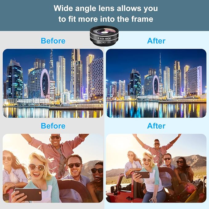 Phone Camera Lens (11 Lenses) Phone Lens Kit, Clip on Fisheye/Macro/Wide Angle Lens Attachment with Travel Case for iPhone 14 13 12 11 Xs X Pro Max Samsung Android Smartphone - Image 4