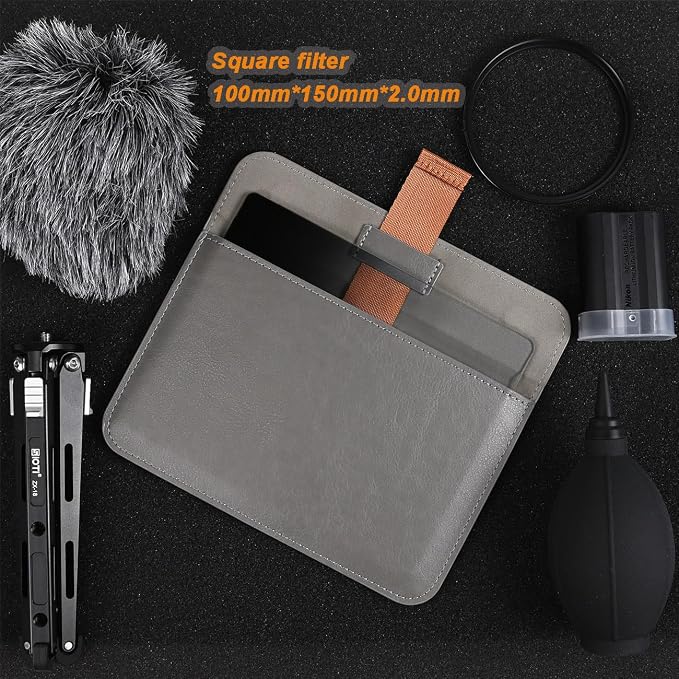 SIOTI Camera 100 * 150mm Square Filter Case, Leather Filter Pouch, Compatible with 100mm*150mm Square ND/GND/Colorful Filter - Image 2