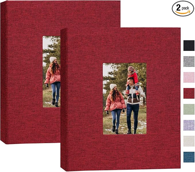 Photo Album 8x10, Pack of 2 Linen Picture Book, 26-Page Album Holds 52 Photos Art Presentation Folder for Picture or Certificates Storage by CHERRICH