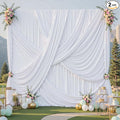 10x12 ft White Backdrop Curtains for Weddings Parties, Birthdays and Photos | 2 Panels 5x12 ft, Wrinkle-Free Polyester Drapes, Washable, Ironable, 4 in Rod Pocket for Baby Showers Photography Background by PartyVillage