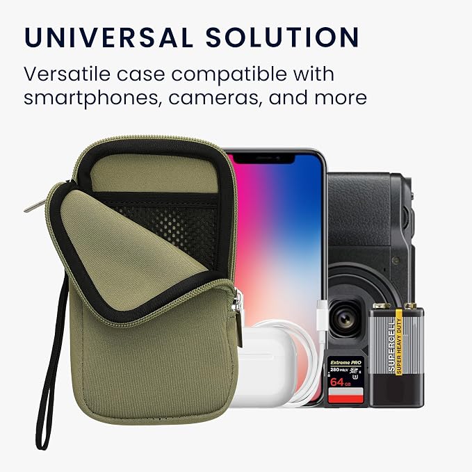 kwmobile Universal Phone Pouch Size L - 6.5" - Neoprene Smartphone Pouch with Zip - Water-Repellent Mobile Phone Case - Sleeve in Gray Green - Image 4