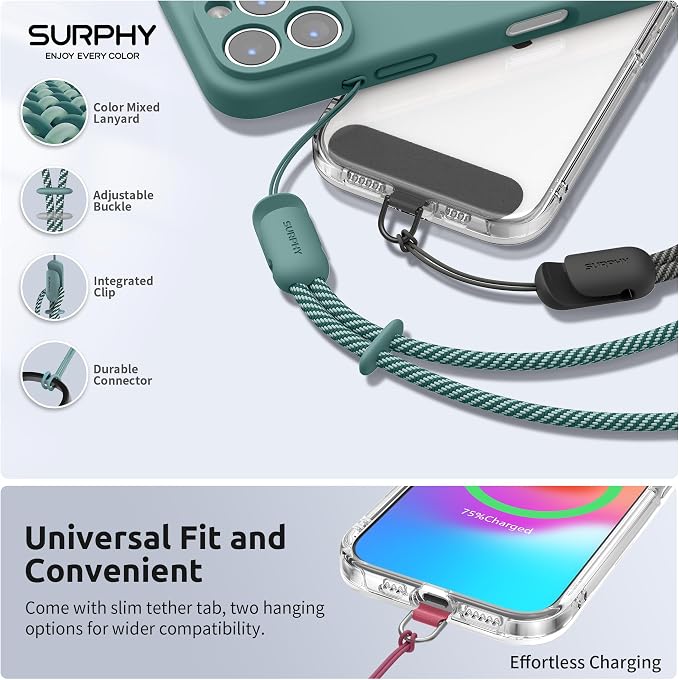 SURPHY 3 Pack Phone Wrist Strap, Phone Lanyard with Cellphone Tether Tab | Phone Strap Charm, Camera Wrist Strap with 2-Color Braided, Phone Wristlet, Wrist Lanyard for Case - Image 2