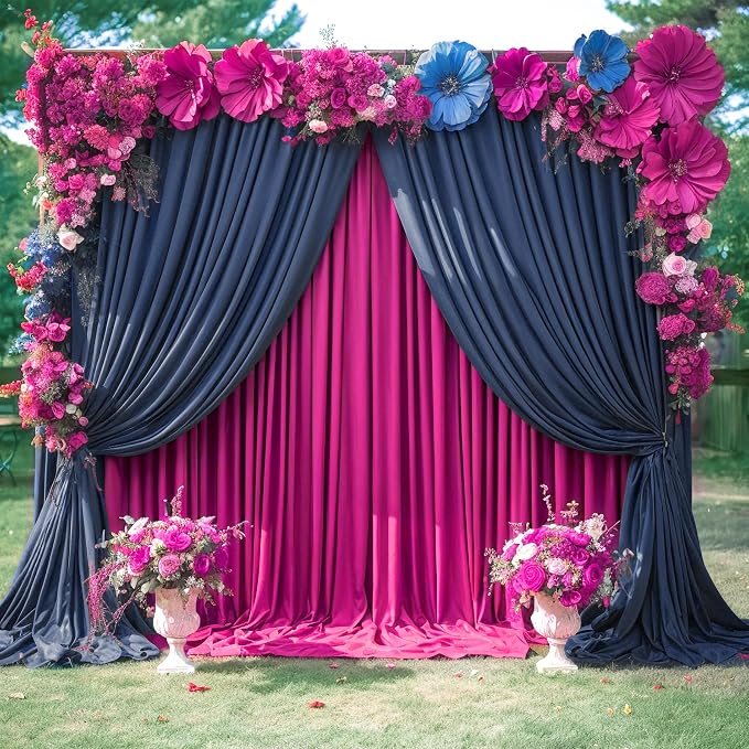 10x12 Navy Blue Backdrop Curtains for Wedding Party Wrinkle Free Backdrops Curtain Drapes Fabric Decorations Photo Back Drop Cloth for Baby Shower Photography Stage Reception 5ft x 12ft,2 Panels - Image 2