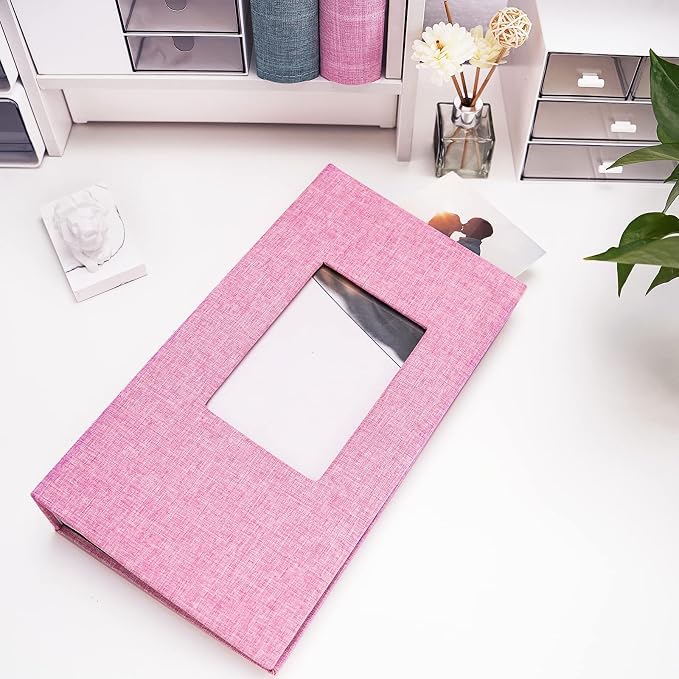 Vienrose 4x6 Photo Album,420 Pockets,Linen Cover with Window,Pink | Linen Hardcover, Slip In Photo Book, Family Memory Album, Travel Keepsake - Image 2
