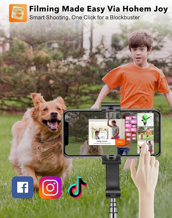 hohem iSteady Q Gimbal 4-in-1 Selfie Stick Tripod with Face Tracking | 4-in-1 Selfie Stick Tripod with 360° Face Tracking, 19.6" Extendable Rod, Bluetooth Remote, Hohem Joy App, 0.43lb Design - Image 3