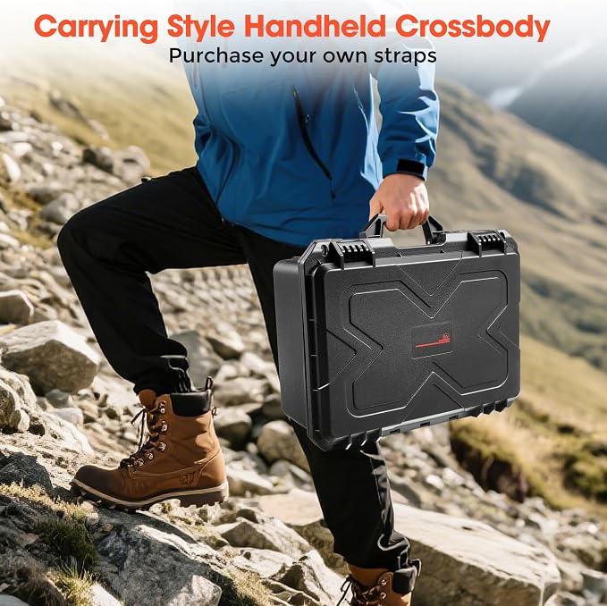 Camera Hard Case DSLR SLR Lens Waterproof Travel Weatherproof Cases | Large Carrying Protection Dividers For DJI Mavic/Air/Mini Drones for Sony FE 400-800mm For Gopro (Only Case) 16.2x12.8x7inch - Image 5