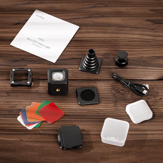 SmallRig RM01 Mini LED Video Lighting Kit, Lume Cube Portable Camera Light | Dimmable 5600K CRI95, Waterproof, with 8 Color Filters, Barndoor, Diffuser, for Action Cam, Macro Photography, Stop Motion - Image 9