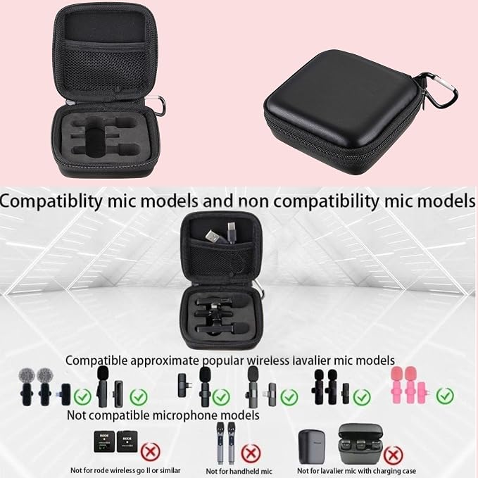 Hard Travel Carrying Mic Case Wireless Lavalier Microphone Case with 3 Slots for Wireless Lavalier Microphone Lapel Clip-on Mic - Image 5