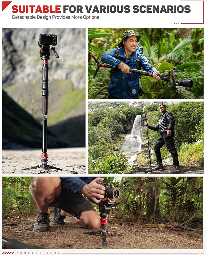 IFOOTAGE Cobra 3 Strike Monopod A150S Camera Stand with Pedal | One-Touch Lifting Aluminum Quick Video Monopod for Animal Sports Event Wedding Live Show Shooting, Payload 11lb, 60"/150cm - Image 7