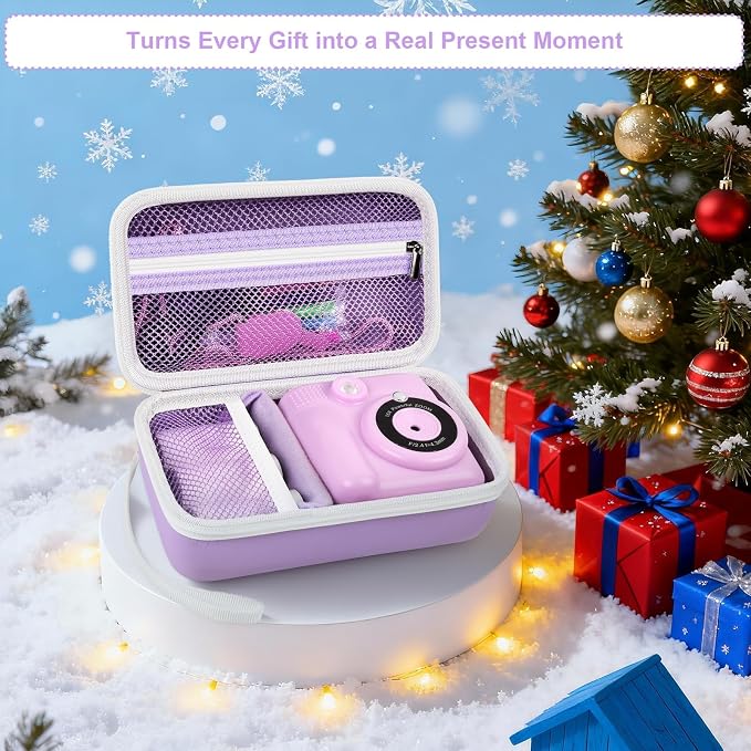 Case Compatible with ESOXOFFORE for Dylanto for Anchioo for WEEFUN for GKTZ for Amzelas for Mafiti Instant Print Camera for Kids, Film Camera Storage Holder Organizer Bag (Box Only)- Purple | For ESOXOFFORE/ for Dylanto/ for WEEFUN/ for Anchioo/ for GK... - Image 3