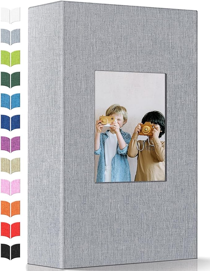 Artfeel Photo Album 4x6 with 300 Pockets,Slip-in Picture Albums,Linen Cover Memory Book with Front Window,White Page Vertical Photo Book for Wedding,Family,Anniversare,Baby,Vacation,Father's Day by Artfeel