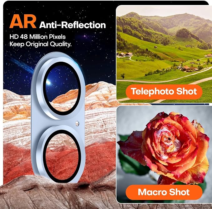 for iPhone 16/16 Plus/iPhone 17 Camera Lens Protector- Light Blue | Aluminum Alloy, Tempered Glass Camera Cover, Nano Reinforced Adhesive, Accessories, Anti-Drop, Anti-Scratch, Case Friendly - Image 4