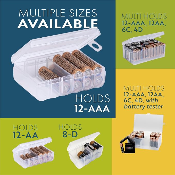 Dial Industries Battery Storage Organizer Case, Holds 12 AAA | Keeps loose batteries sorted and easy to find, Compact size fits drawers or closets, Great for home or office use - Image 3