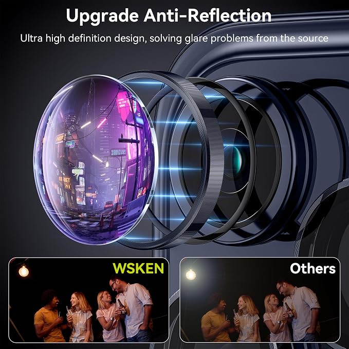 WSKEN for iPhone 15 Pro/iPhone 15 Pro Max Camera Lens Protector,[Keep Original Shooting] Shatterproof 9H Tempered Glass Camera Screen Protector Metal Ring Cover Film Accessories,Blue Titanium - Image 2