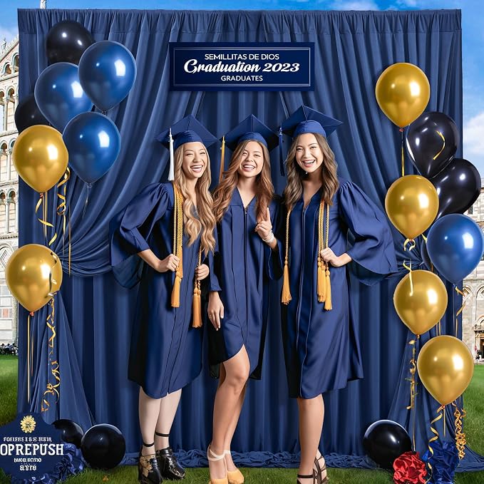 Navy Blue Backdrop Curtains-Wrinkle-Free Navy Blue Curtains Polyester Photography Drapes Wedding Background for Baby Shower Birthday Graduation Party Decorations - 24 X10FT (Navy Blue) - Image 5