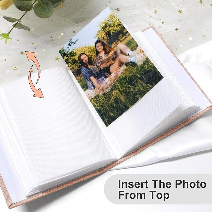 Holoary Photo Album 4x6 100 Photos, 100 Pockets 4”x6” Picture Album, Linen Fabric Cover Picture Book for Photos, 4x6 Photo Albums for Family Weddings Travel Memories(Pink) - Image 5