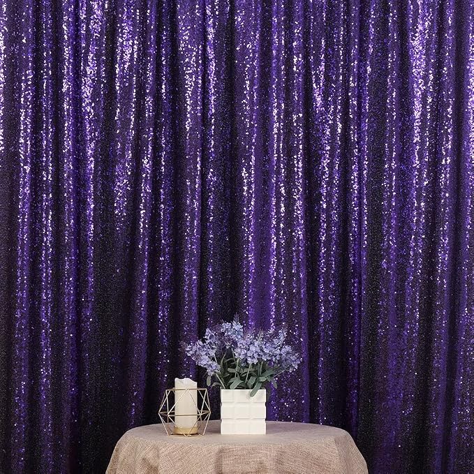 Poise3EHome Purple Sequin Backdrop, 10Ft x 10Ft Glitter Photography Background Curtains for Halloween Party Wedding Birthday Christmas Thanksgiving Decoration by Poise3EHome