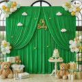 20x12 ft Green Backdrop Curtains for Weddings Parties, Birthdays and Photos | 4 Panels 5x12 ft, Wrinkle-Free Polyester Drapes, Washable, Ironable, 4 in Rod Pocket for Baby Showers Photography Background by PartyVillage