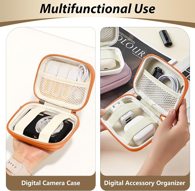 Digital Camera Case for KODAK PIXPRO FZ55/FZ45, Case Only, Orange | Fits CAMKORY DC403 and Canon PowerShot ELPH 360 HS Compact Digital Cameras, Small Hard Shell Camera Pouch with Mesh Pocket - Image 7