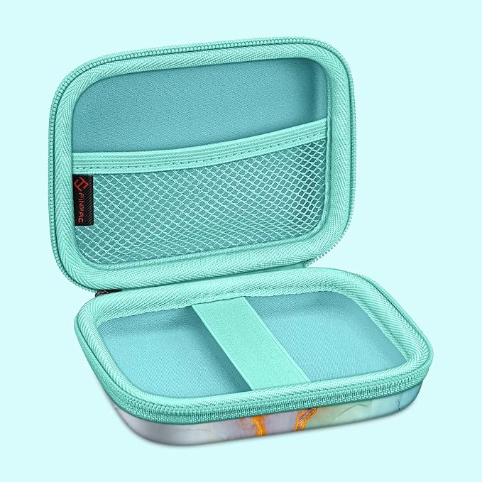FINTIE Protective Case for Canon Ivy 2 Mini, CLIQ2 & CLIQ+2 Photo Printer | Shockproof Hard Shell Carrying Case, With Wrist Strap, Pocket Camera Storage, Charger Cable Organizer, Emerald Marble - Image 7
