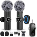 HEHOTTC 3 in 1 Mini Wireless Lavalier Microphone for All Devices (iOS, Andriod, Camera, PC) - Noise Reduction Lapel Mic for Recording, Clip on Omni Lav Mic for Video Recording, Tiktok, YouTube, Vlog by HEHOTTC