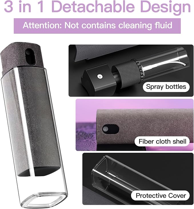 CUIUD Screen Cleaner Kit 3 Pcs, Two in One Screen Cleaner Spray and Wipe, Touchscreen Mist Cleaner Spray Bottle for Phone/Laptop/Tablet/TV/Monitor/Car Screens - Image 3