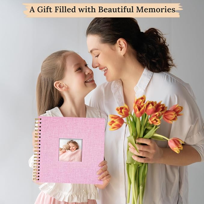 12"x12" Scrapbook Photo Album Linen Cover 40 Sheets 80 Pages White Paper | Pink Hardcover Kraft White Pages Memory Book, for Travel Wedding Guest Book Christmas Baby Shower Fits 4x6 & Instant Photos - Image 8