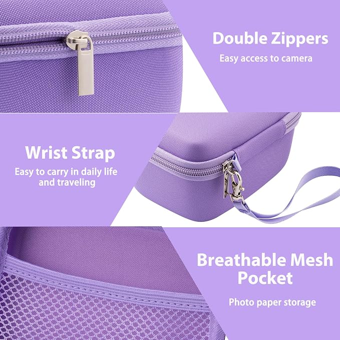 Hard Portable Case Compatible with Polaroid Go 9035 for Generation 2 Instant Print Camera, Film Cameras Storage with Mesh Pocket for Color Films (case only) (Purple) - Image 3