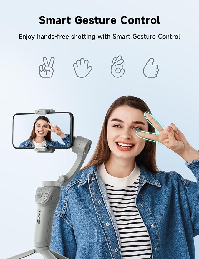Gimbal Stabilizer for Smartphones, 3-Axis Phone Gimbal, Intelligent Gimbals with Face/Object Tracking, Portable and Foldable, Vlogging Stabilizer for Android and iPhone 15 14 13 12, YouTube TikTok - Image 7