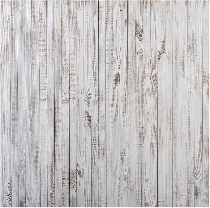 8x8FT Vintage Wood Backdrop Retro Rustic White Gray Wooden Floor Backdrops for Photography Kids Adult Photo Booth Video Shoot Vinyl Studio Prop 11890 by WOLADAPhotographyBackdrop