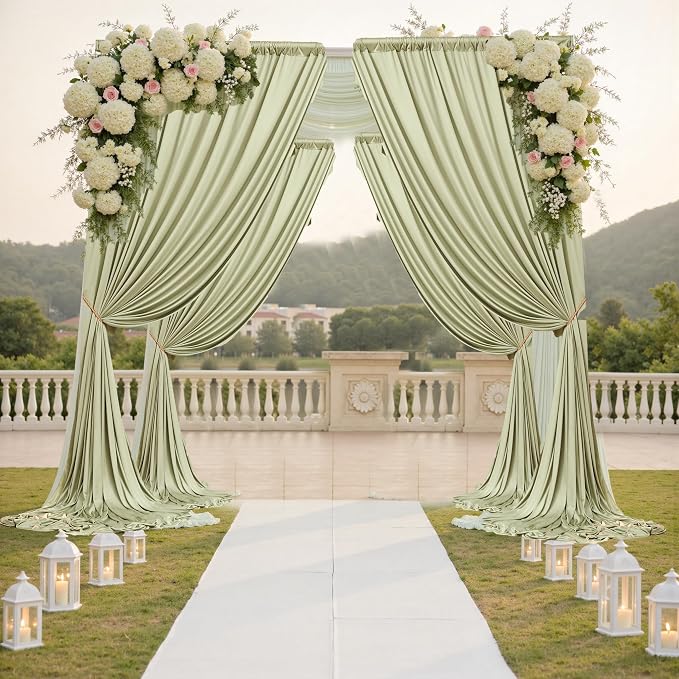 30 ft x 10 ft Wrinkle Free Light Green Backdrop Curtain for Parties, Thick Green Polyester Photo Backdrop Drapes for Baby Shower Wedding Engagement Birthday Party Backdrop Stand,5ft x 10ft 6 Panels - Image 6