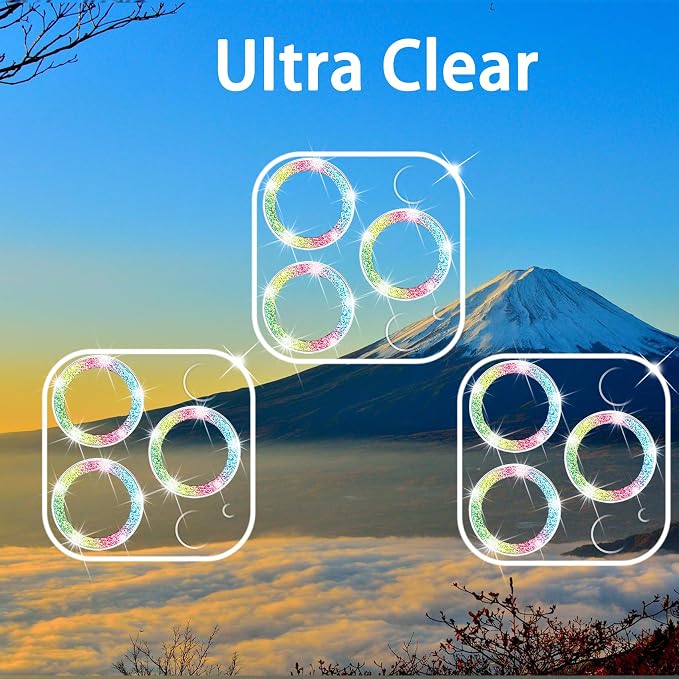 Dengduoduo 3 Pack Tempered Glass Camera Lens Protector for iPhone 12 Pro Max 6.7" Bling Glitter Sparkle, Ultra HD, 9H Hardness, Anti-Scratch, Case Friendly, Easy to Install [No Affect on Night Shots] - Image 4