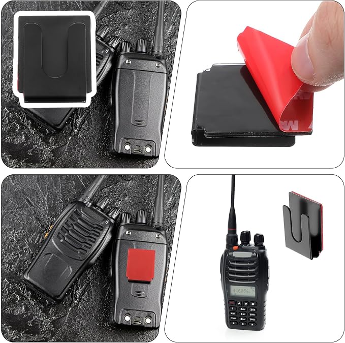 2 Pcs Radio Microphone Hanger with Adhesive Back CB Mic Holder Mount Black Metal Car Microphone Holder Universal Radio Mic Clip Holders for Cars Homes Offices Classrooms 38 x 30 x 10 mm - Image 4