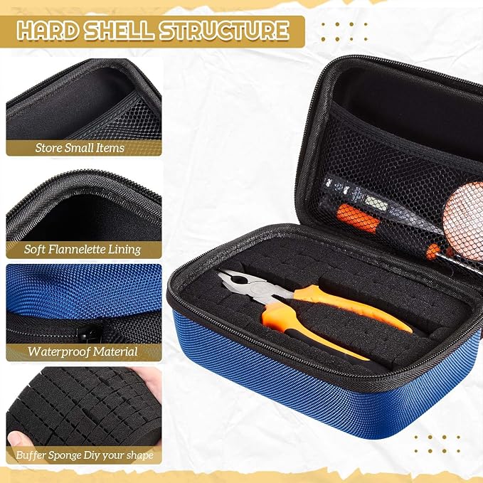 Relaxweex Hard Case with Foam, 11 X 7.8 X 4.3 Inch, Blue | EVA Waterproof Shockproof Case, Customizable Foam for Camera Electronics Instruments, Digital Products, with Knife - Image 3