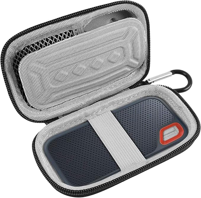 SSD Case for SanDisk Extreme Portable SSD & Extreme PRO, Hard Shell Protective Storage Bag with Carabiner, Fits 1TB 2TB 4TB 8TB External Solid State Drive for Business Travel (Blue) | Elastic Strap Secures the SSD, Mesh Pocket Organizes Cables, Carabin... by paiyule