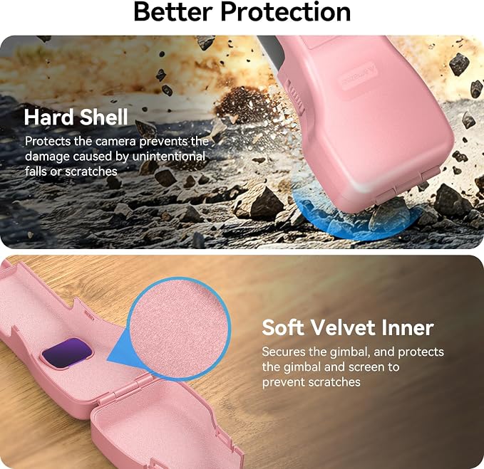 AMAZEAR Gimbal Screen Protective Cover for DJI OSMO Pocket 4/3/Xtra Muse, Pocket4 Accessories Portable Lens Cap Hard Case with Soft Lining for Carry/Protection/Storage, Quick Open/Close, Light-Pink - Image 3