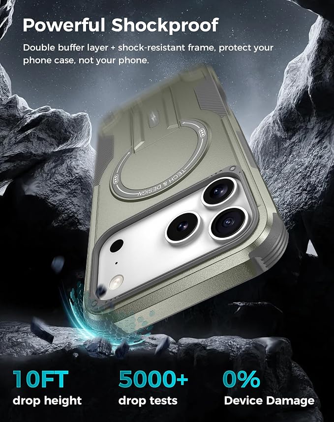 Goton 3 in 1 for iPhone 17 Pro Case with Privacy Screen Protector Grey | Glass Camera Lens Protector,Compatible for MagSafe,Invisible Kickstand, Shockproof Phone Cover for iPhone 17Pro - Image 4